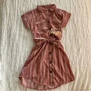 Hint of Blush Striped Pink and White Dress Girls size 12