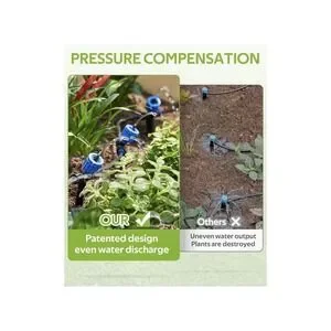 HIRALIY 50FT Garden Watering System With 12Pcs Pressure Compensation Drippers