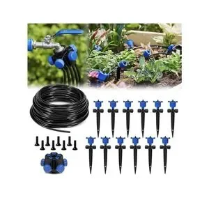 HIRALIY 50FT Garden Watering System with 12Pcs Pressure Compensation Drippers
