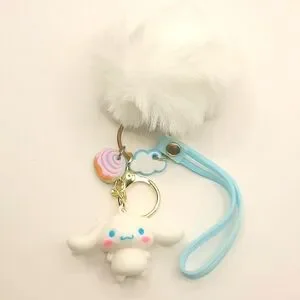 HK Inspired Cinnamoroll Pom Pom Keychain Bag Pendant Keyring Jewelry NWOT
