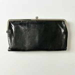 Hobo Lauren Clutch Wallet In Polished Black Leather