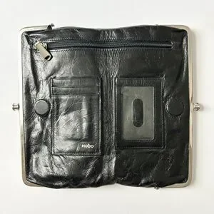 Hobo Lauren Clutch Wallet In Polished Black Leather