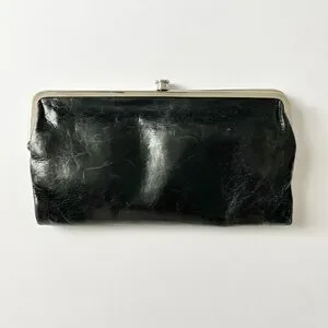 Hobo Lauren Clutch Wallet in Polished Black Leather