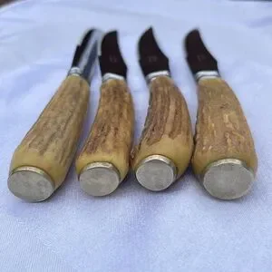 Hoffritz Antler Stag Handle Steak Knives Vintage Set Of 4 Made In England Deer