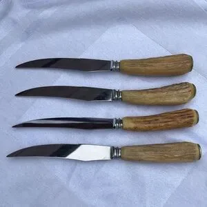 Hoffritz Antler Stag Handle Steak Knives Vintage Set Of 4 Made In England Deer