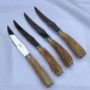 Hoffritz Antler Stag Handle Steak Knives Vintage Set of 4 Made‎ in England Deer