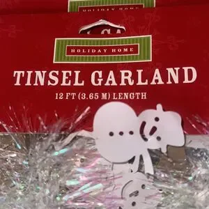 Holiday Home Iridescent Tinsel Snowman Garland