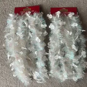 Holiday Home Iridescent Tinsel Snowman Garland