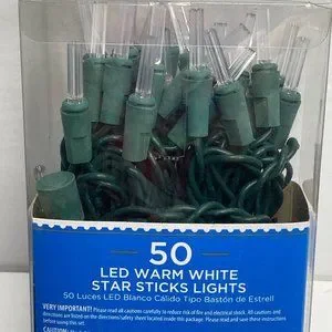 Holiday Time Warm White Star Sticks Lights String Party Christmas Event