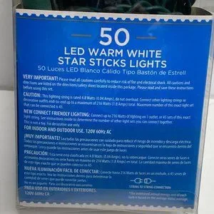 Holiday Time Warm White Star Sticks Lights String Party Christmas Event