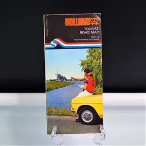 Holland Tourist Road Map Vintage 1975 Fold Out Highway Map Netherlands Travel