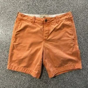 Hollister Chino Shorts Men's 32 Orange Flat Front Cotton 7.5" Hollister Chino Shorts Men's 32 Orange Flat Front Cotton 7.5"
