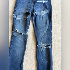 Hollister Mid Rise Super Skinny Jeans Stretch Denim Distressed Size 5S