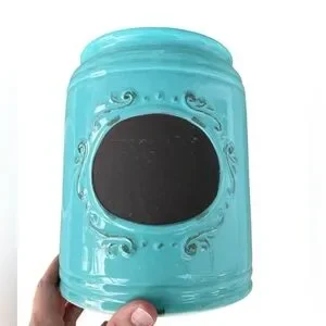 Home Essentials Aqua Large Ceramic Kitchen Canister With Chalkboard Label