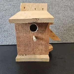 Homemade Wood Bird House Quirky Rustic 10x9x7
