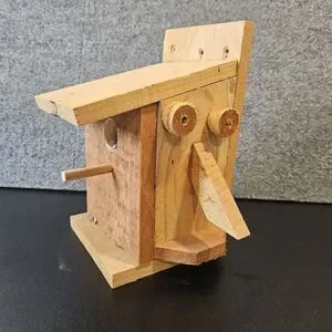 Homemade Wood Bird House Quirky Rustic 10x9x7