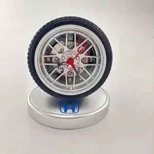 Honda Tire Desk Clock Wheel Tire Shaped Clock HTF Works Vintage Novelty 4.5”