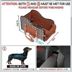Houndstooth Dog Car Console Seat/Pet Carrier NEW