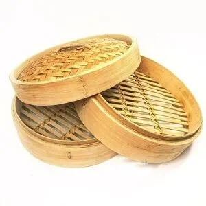 Household 2-Tier Bamboo Food Steamer: Healthy Vegetables Dumplings Dim Sum