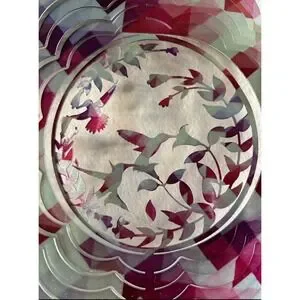 Hummingbird Wind Spinner 3D Hanging Stainless Steel Garden Porch Patio Decor