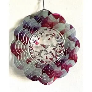 Hummingbird Wind Spinner‎ 3D Hanging Stainless Steel Garden Porch Patio Decor
