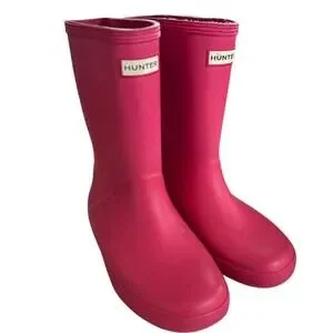 Hunter Hot Pink Rubber Rain Boots US Boy 1/Girl 2