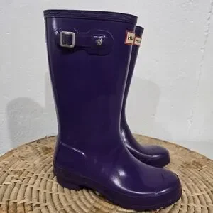 Hunter Kids Gloss Purple Waterproof Rain Snow Boots Size 4