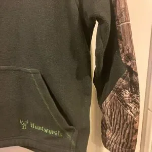 Huntsworth Youth's Anti-Pill Fleece Lifestyle Camo Hoodie - Charcoal Gray/Hidd'n