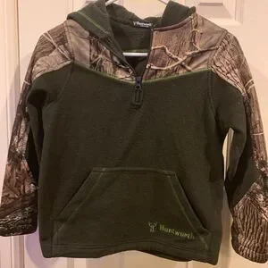 Huntsworth Youth's Anti-Pill Fleece Lifestyle Camo Hoodie - Charcoal Gray/Hidd'n