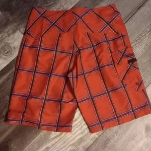 Hurley Boys Size 25 Red Plaid Shorts
