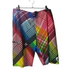 Hurley plaid stripe bright swim board shorts
