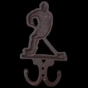 Ice hockey brown hook for keys for coats iron cast reliable sturdy(2/pack)