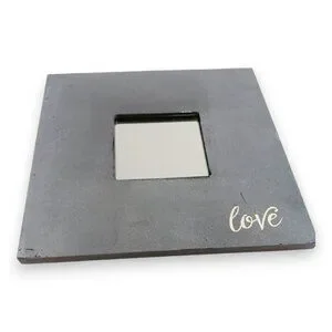 IKEA MALMA Framed Art Mirror- Square-LOVE- Gray-10x10