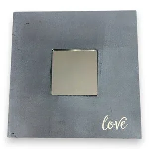 IKEA MALMA Framed Art Mirror- Square-LOVE- Gray-10x10