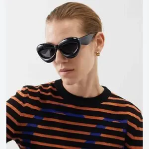 Inflated Cat Eye Black Sunglasses