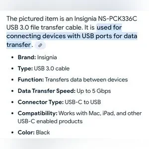 Insignia Black USB Cable With Adapter