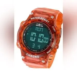 Invicta Chrono Men’s Digital Watch Orange Water Resistant Wristwatch Brand New