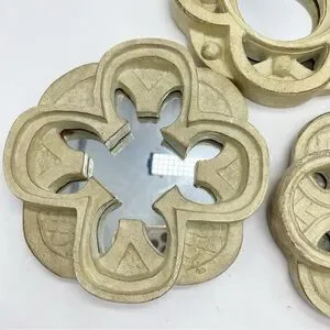 Irish Celtic Knot Elegant Cream Mini Wall Mirror 3 Pc Set Vintage