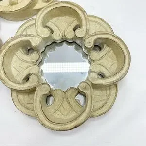 Irish Celtic Knot Elegant Cream Mini Wall Mirror 3 Pc Set Vintage