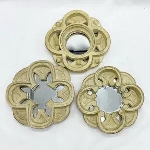 Irish Celtic Knot Elegant Cream Mini Wall Mirror 3 Pc Set Vintage