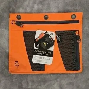 IScholar Jumbo Expandable Pencil Pouch 3 Pockets Orange