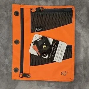 IScholar Jumbo Expandable Pencil Pouch 3 Pockets Orange