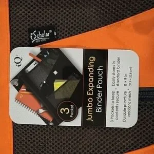 IScholar Jumbo Expandable Pencil Pouch 3 Pockets Orange