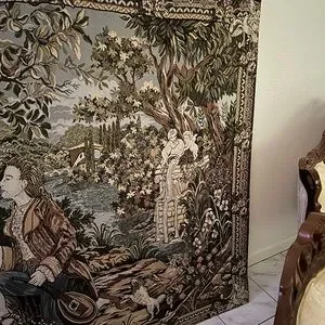 Italian Tapestry Vintage Exquisite Victorian Couple Scene