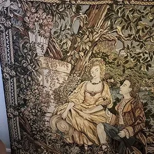 Italian Tapestry Vintage Exquisite Victorian Couple Scene