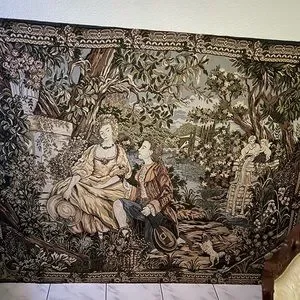 Italian tapestry Vintage exquisite Victorian Couple Scene