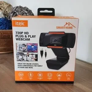 Itek 720P HD Plug & Play Webcam Built In Mic Video Chat USB And 3.5 Jack NWT