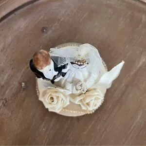 Ivory And Black Vintage Wedding Cake Topper With Porcelain Bride And Groom