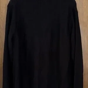 Izod Men's Black Wool Blend Cable Knit Sweater With Shall Button Collar Size L
