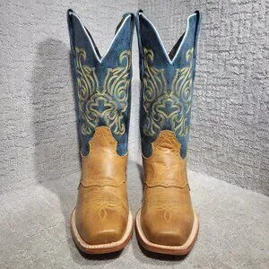 J.B. Dillon Windmark Men's Size 9 EE Brown Blue Leather Western Boots JBR2004